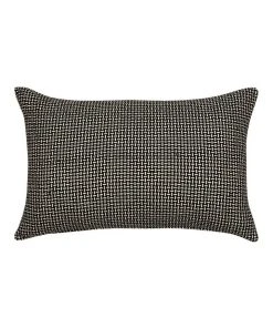 Madras Link Malala Natural Raw Silk Cushion in Black/Natural