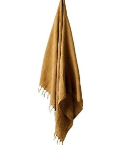 Aura Home Vintage Linen Fringe Throw in Bronze