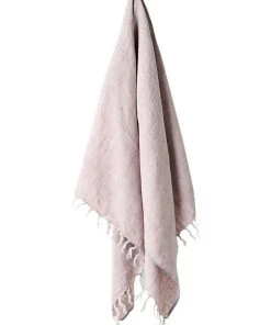 Aura Home Vintage Linen Fringe Throw in Dusk