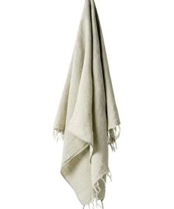 Aura Home Vintage Linen Fringe Throw in Fennel