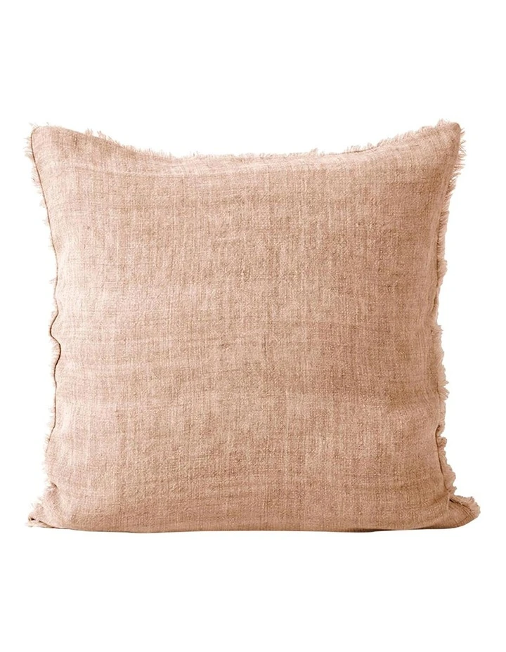 Aura Home Vintage Linen Fringe Cushion in Pink Clay 1 Aura Home Vintage Linen Fringe Cushion in Pink Clay