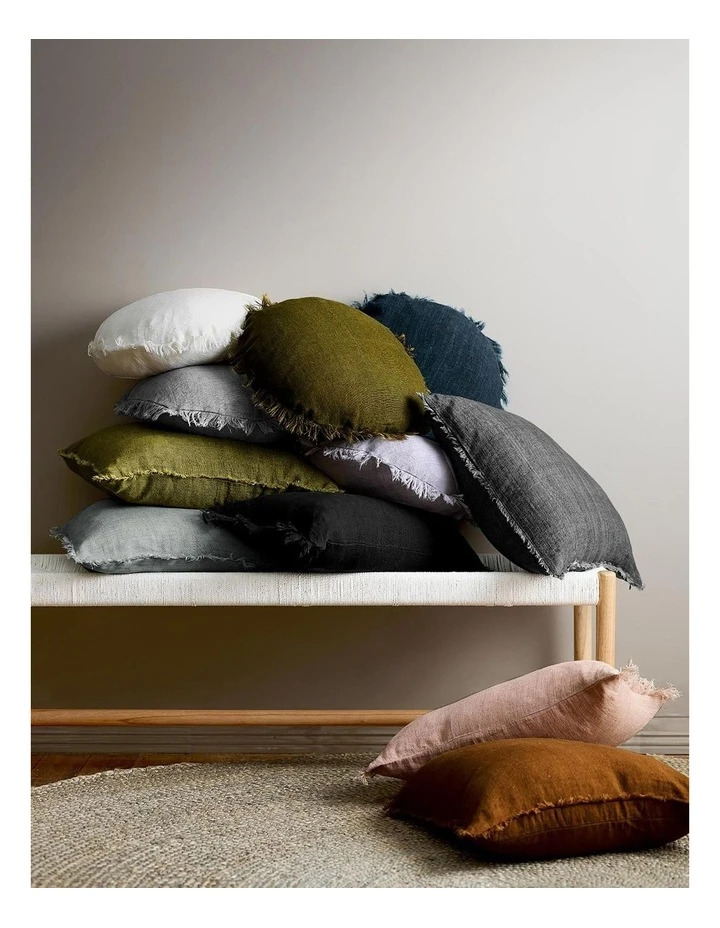 Aura Home Vintage Linen Fringe Cushion in Pink Clay 2 Aura Home Vintage Linen Fringe Cushion in Pink Clay - Image 2