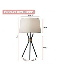 Sarantino Metal Tripod Table Lamp With Antique Brass Accent -The Shine Nook Sales Store 888989410 3 720x928