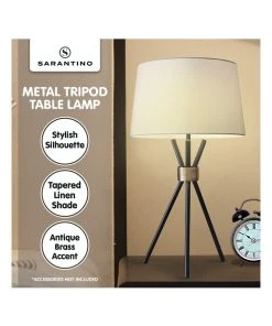 Sarantino Metal Tripod Table Lamp With Antique Brass Accent -The Shine Nook Sales Store 888989410 6 720x928