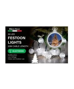 Milano Décor Solar Powered Outdoor Festoon Lights White 30 Lights 10003387 -The Shine Nook Sales Store 890424820 5 720x928