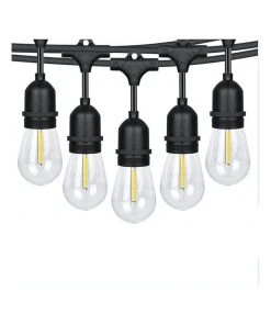 Milano Décor Edison Globe Solar Powered Lamp String Lights White 20 Lights