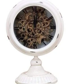 La Florentina Industrial Moving Cogs Clock White
