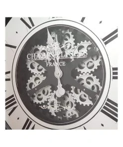 La Florentina Miro' French Mirrored Moving Cogs Wall Clock 80cm Black -The Shine Nook Sales Store 893440540 3 720x928