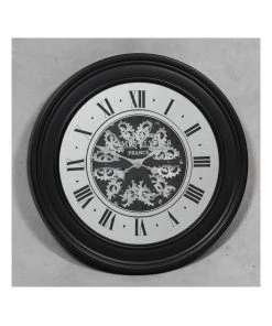 La Florentina Miro' French Mirrored Moving Cogs Wall Clock 80cm Black -The Shine Nook Sales Store 893440540 4 720x928