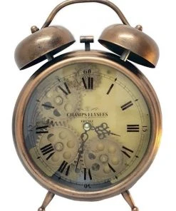 La Florentina Madame Cuivre Alarm Moving Cogs Bedside Clock Copper