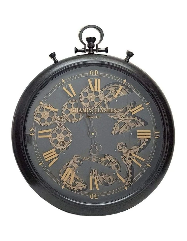 La Florentina Ulysse Noir French Stopwatch Moving Cogs Wall Clock Black 1 La Florentina Ulysse Noir French Stopwatch Moving Cogs Wall Clock Black