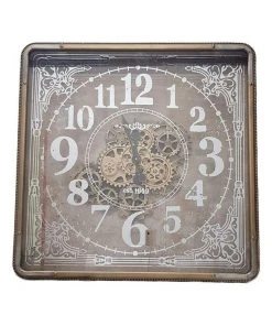 La Florentina Roma Mirrored Moving Cogs Wall Clock 80cm Gold