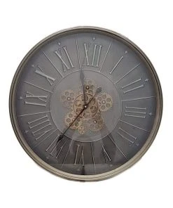 La Florentina George Modern Moving Cogs Wall Clock 60cm Grey