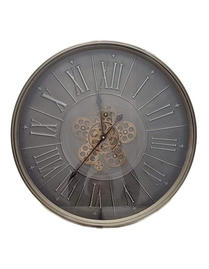 La Florentina George Modern Moving Cogs Wall Clock 60cm Grey 1 La Florentina George Modern Moving Cogs Wall Clock 60cm Grey
