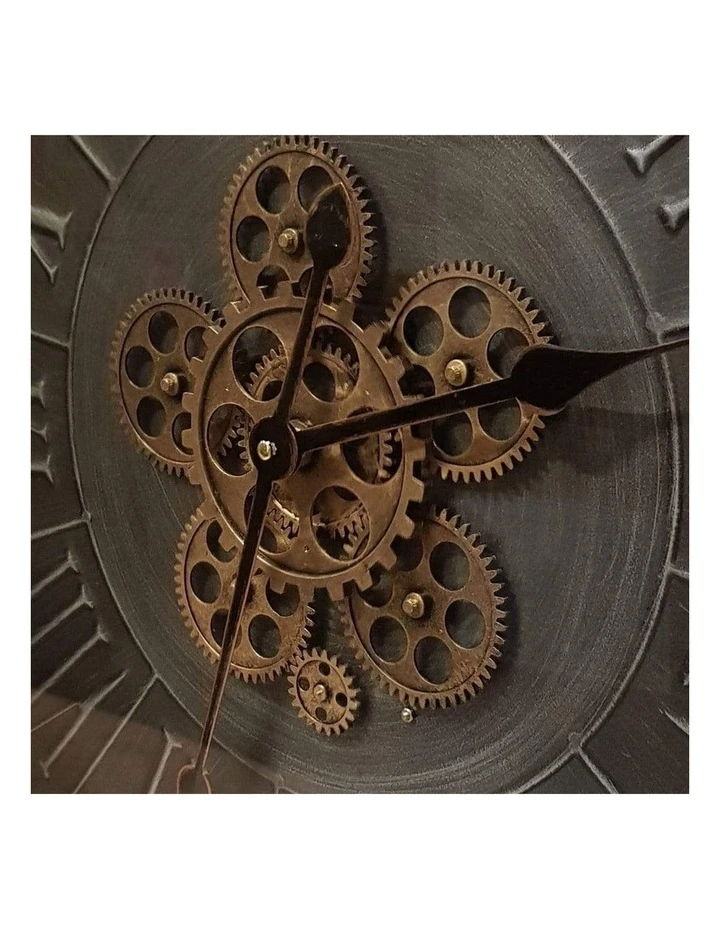 La Florentina George Modern Moving Cogs Wall Clock 60cm Grey 3 La Florentina George Modern Moving Cogs Wall Clock 60cm Grey - Image 3