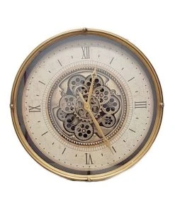 La Florentina Compass Moving Cogs Wall Clock 60cm Gold