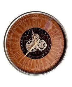 La Florentina Rustique Moving Cogs Clock 80cm Round Industrial