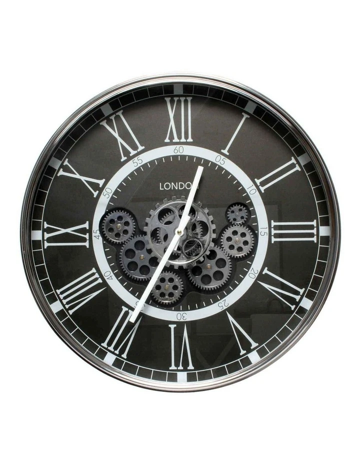 La Florentina London Smoke Moving Cogs Wall Clock 55cm Black 1 La Florentina London Smoke Moving Cogs Wall Clock 55cm Black