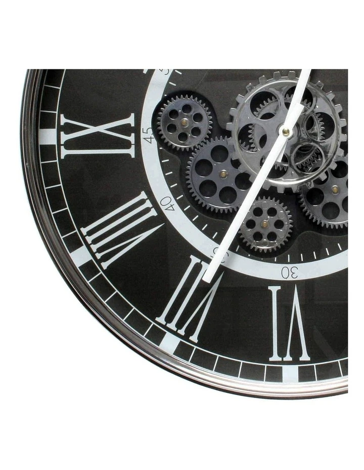 La Florentina London Smoke Moving Cogs Wall Clock 55cm Black 2 La Florentina London Smoke Moving Cogs Wall Clock 55cm Black - Image 2