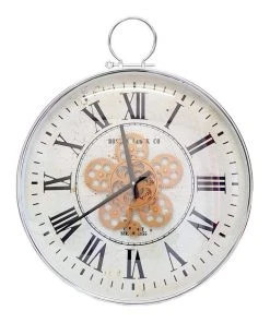 La Florentina Boston Moving Cogs Wall Clock 53cm Silver