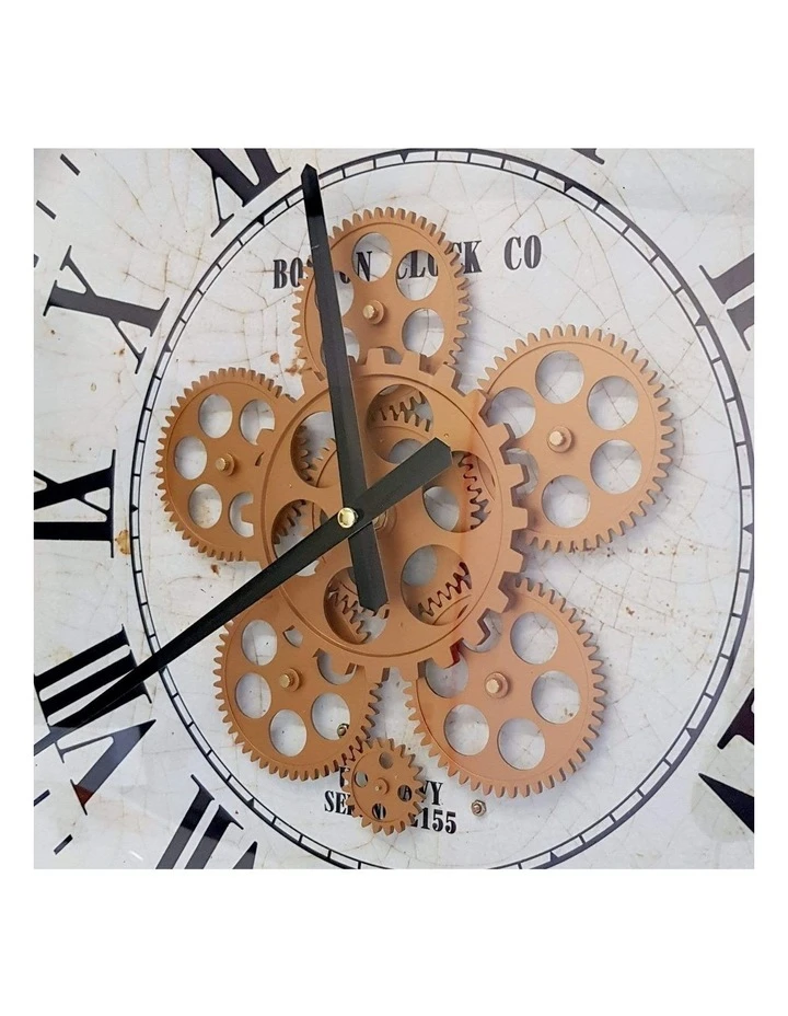 La Florentina Boston Moving Cogs Wall Clock 53cm Silver 3 La Florentina Boston Moving Cogs Wall Clock 53cm Silver - Image 3