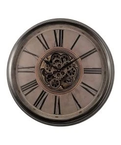 La Florentina Le Romancier Round Antique Provincial Moving Cogs Wall Clock Rustic