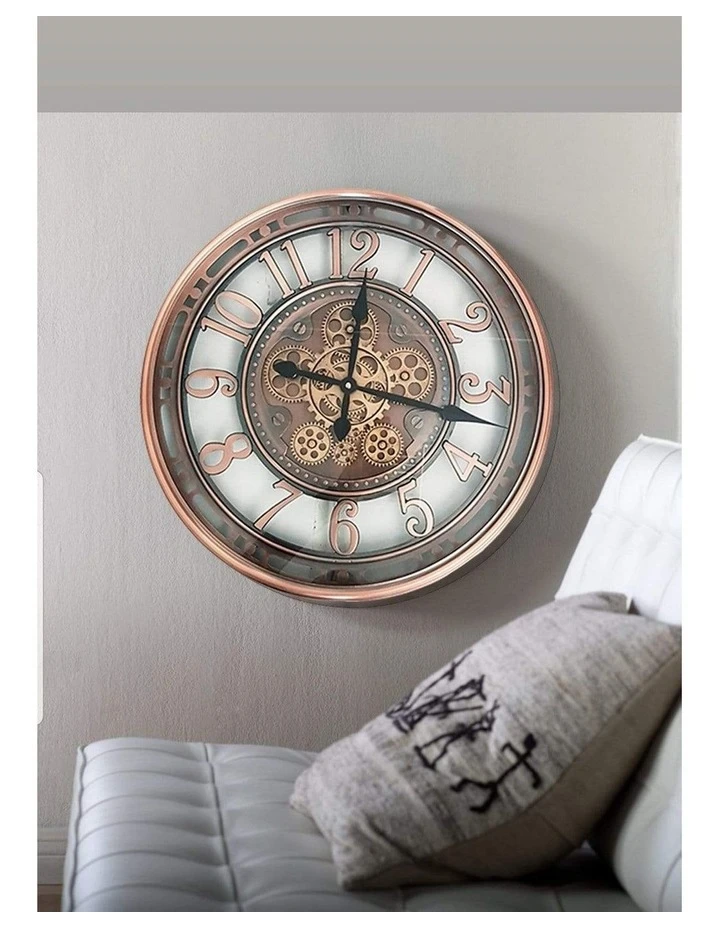 La Florentina Epoque Round Industrial Moving Cogs Wall Clock Rustic 3 La Florentina Epoque Round Industrial Moving Cogs Wall Clock Rustic - Image 3
