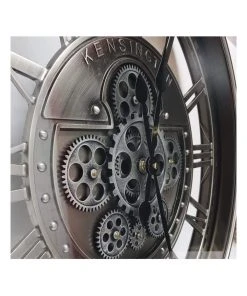 La Florentina The Kensington Round Industrial Moving Cogs Wall Clock Silver -The Shine Nook Sales Store 893462860 4 720x928