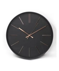Toki Clara 40cm Silent Wall Clock Black/Rose Gold