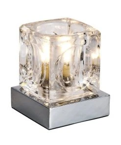 Lightsup Online Blanca Chrome Glass Table Lamp With LED Bulb